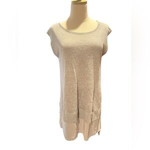Eileen Fisher Linen Blend Silk Trim Tank Gray Knit Size Small